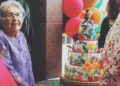 old lady with cake